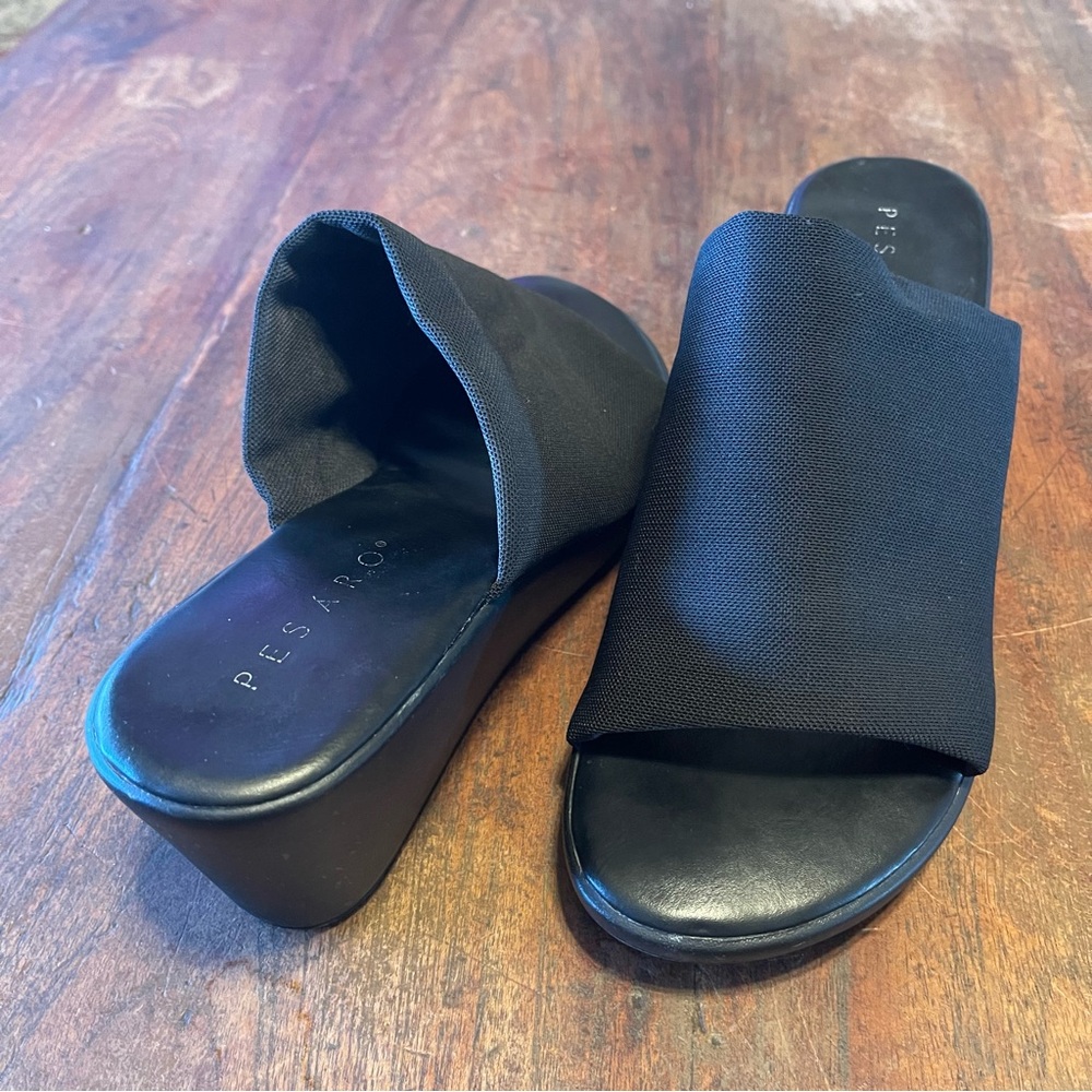 Pesaro Women's Black Wedge Mules 11